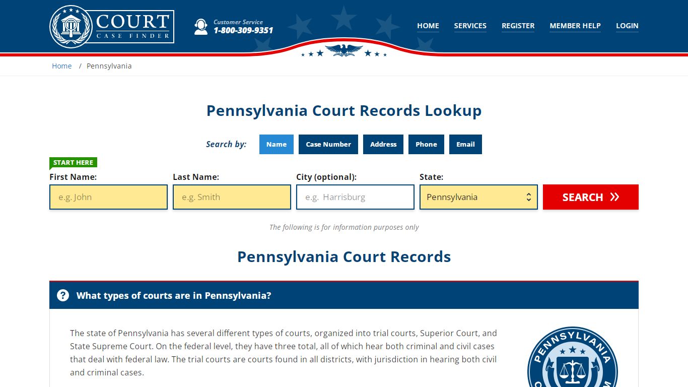 Pennsylvania Court Records Lookup - PA Court Case Search